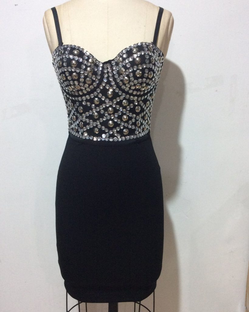 Women's beaded top jersey dress